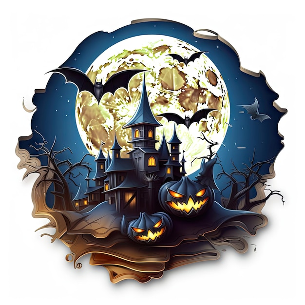 Halloween 3D sticker bat on white background