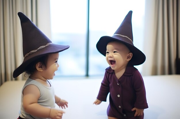 Halloween Adorable kids celebrating at a party