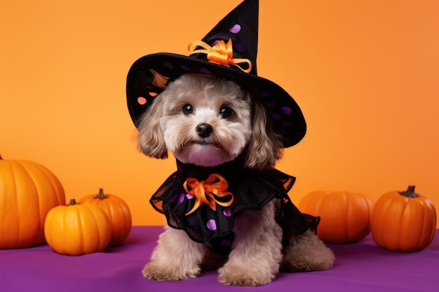 Halloween Adorable Maltipoo Dog Halloween Costume Generative Ai