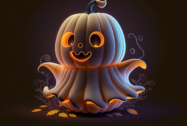 Halloween as an idea With a smile the adorable pumpkin ghost