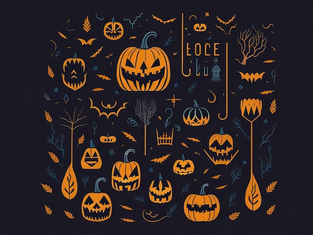 Halloween background in flat pumpkins design