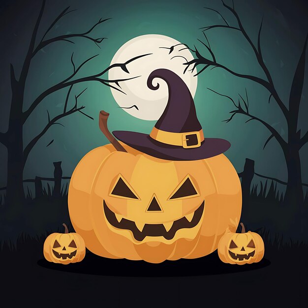 Halloween background in a flat style