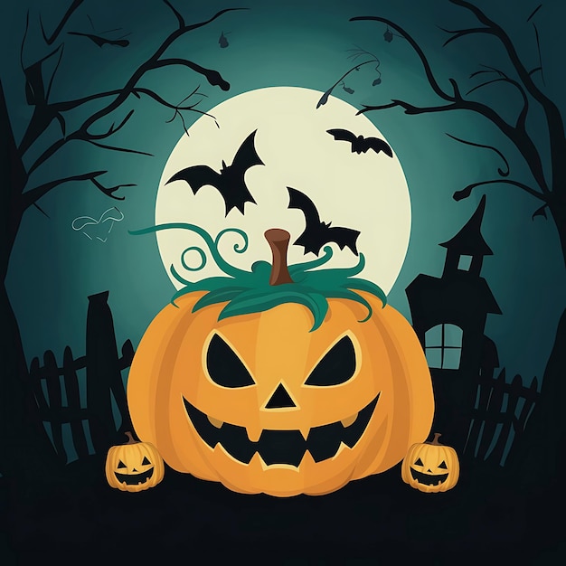 Halloween background in a flat style