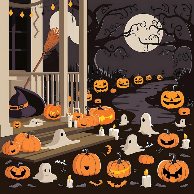 Halloween background in a flat style