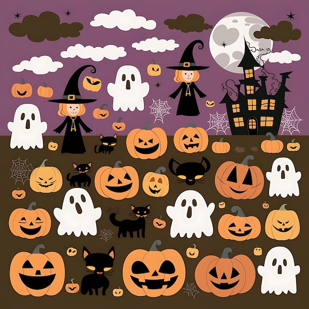 Halloween background in a flat style