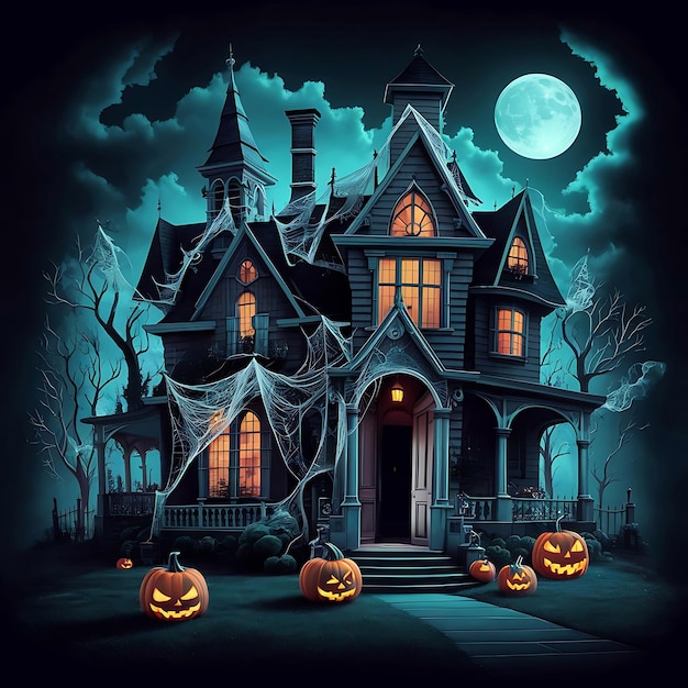 Halloween background in a flat style