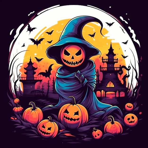 Halloween background illustration with pumpkin