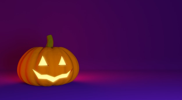 Halloween background with carved pumpkin Jack Lantern.