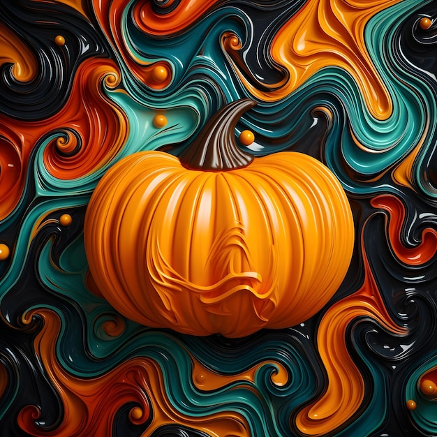 halloween background with colored pumpkin on background Top view copy space