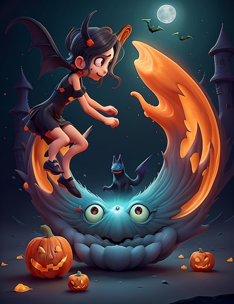 Halloween Background with evil pumpkins