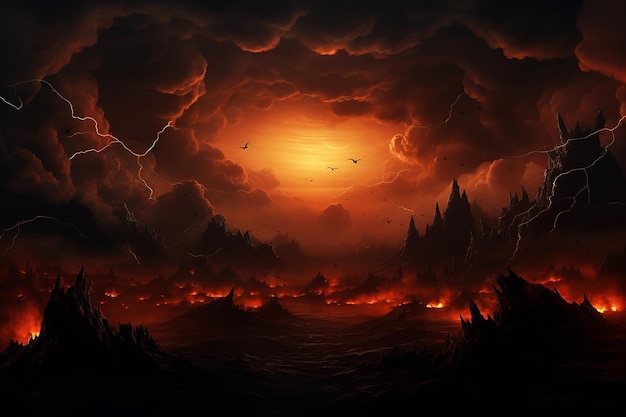 Halloween background with full moon and clouds digital