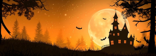 Photo halloween background with full moon