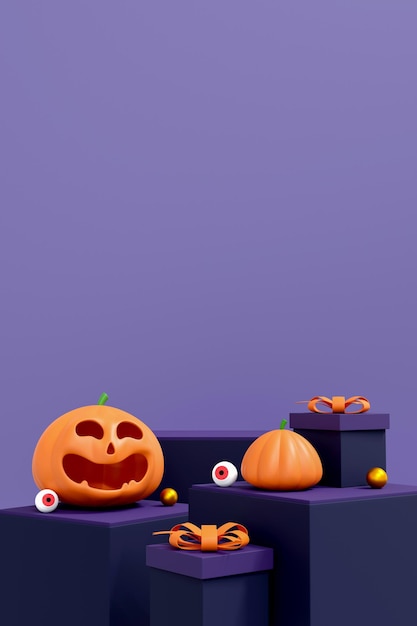 Photo halloween background with podium for product display.