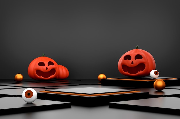 Photo halloween background with podium for product display.