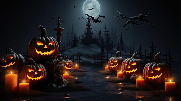 Halloween background with pumpkins Vector illustration