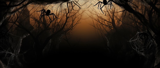 Halloween background with spiders