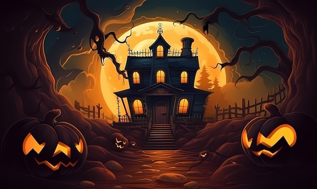 Halloween background with tombs trees bats tombstones gravey generated ai