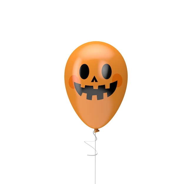 Halloween balloon with spooky face happy halloween decotation d render