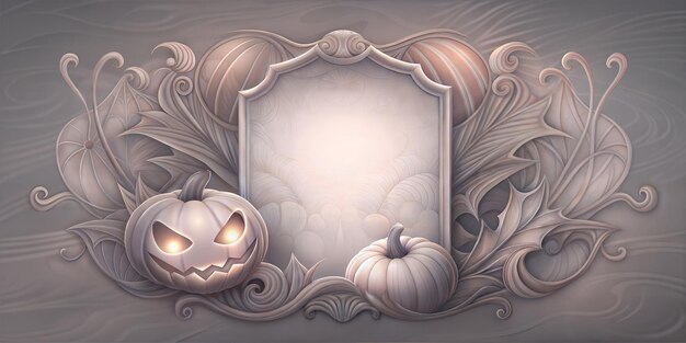 Photo halloween banner design pumpkins haunted halloween background with paper and text space