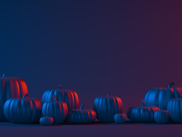 Halloween black pumpkin head jack lantern on dark background 3d render