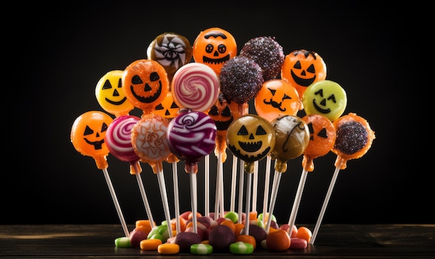 Halloween candy on isolated black background