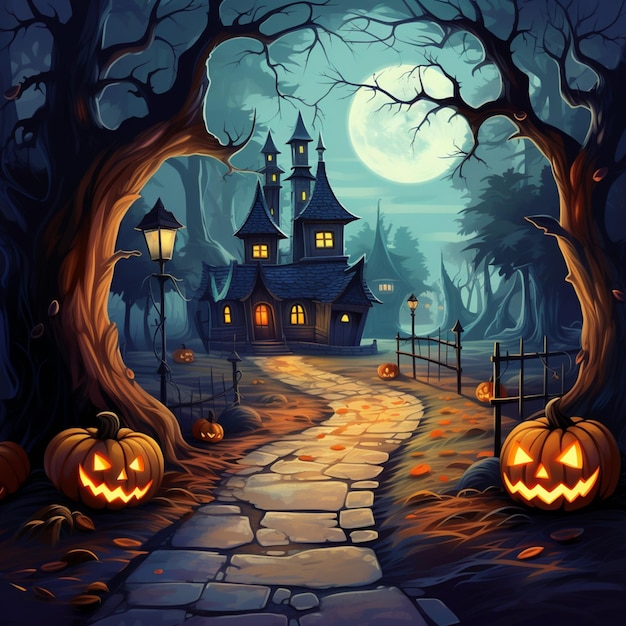 Halloween Cartoon Background Generative AI