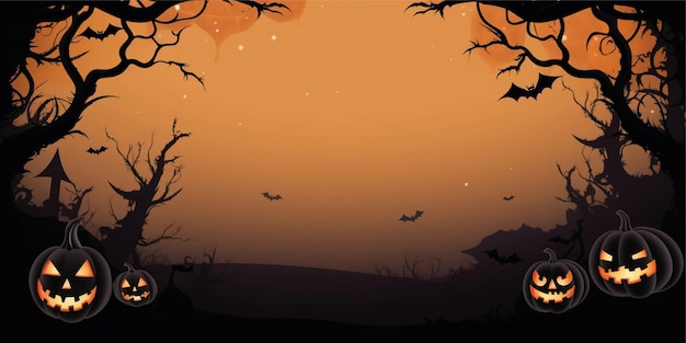 halloween cartoon illustration background with copy space