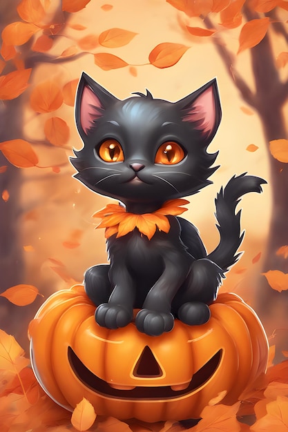 Halloween and cat illustration