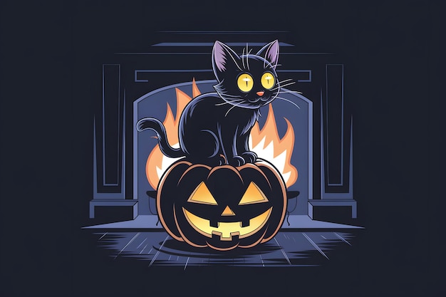 Halloween cat with pumpkin