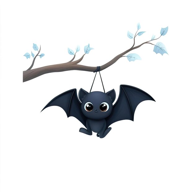 Photo a halloween clipart of a vampire bat hanging upside down white background