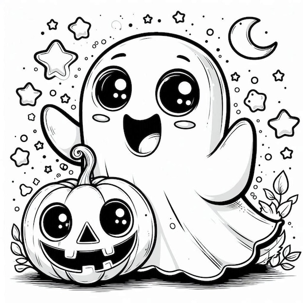 Photo halloween coloring page for adults ai generated