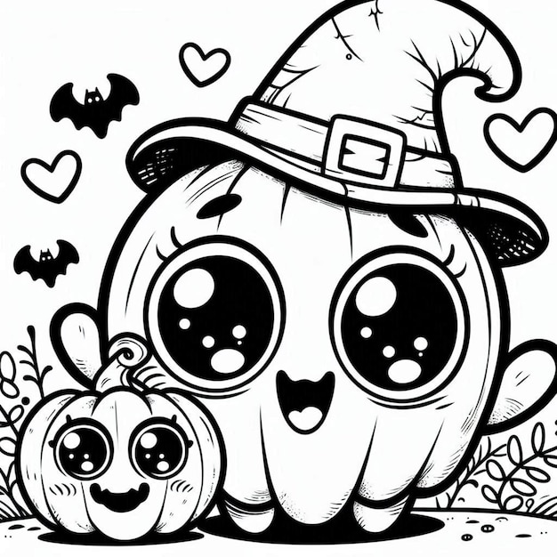 Halloween coloring page for kids ai generated