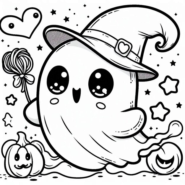 Photo halloween coloring page for kids ai generated