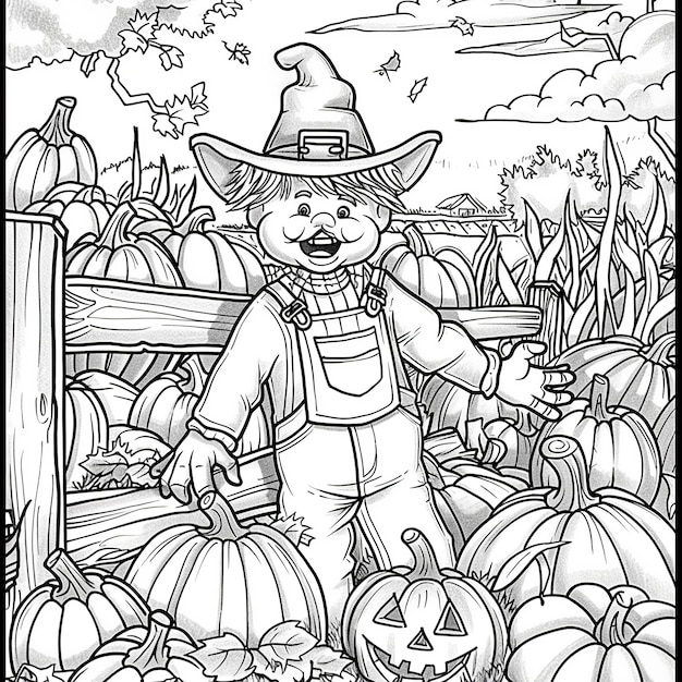 halloween_coloring_page_pumpkins_ghosts_bats_witches