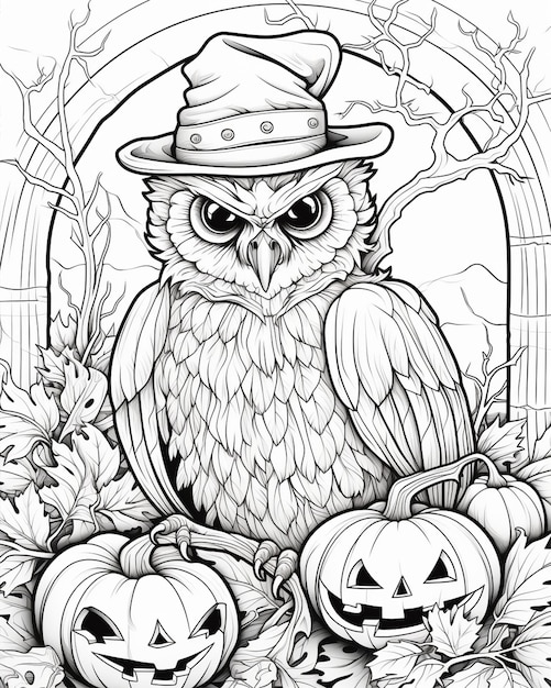 Photo halloween coloring pages witch owl