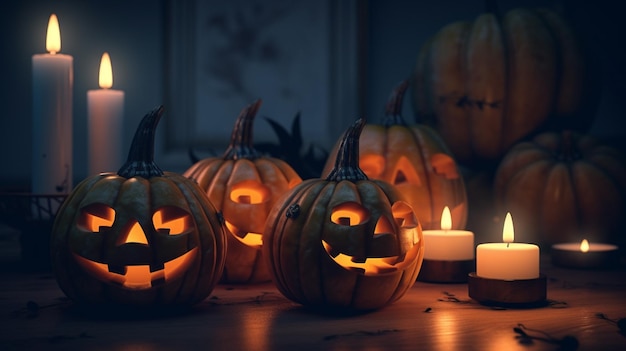 Halloween concept on a dark background Generative AI