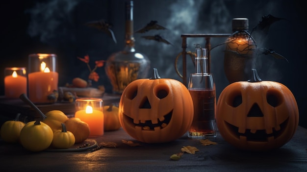 Halloween concept on a dark background Generative AI