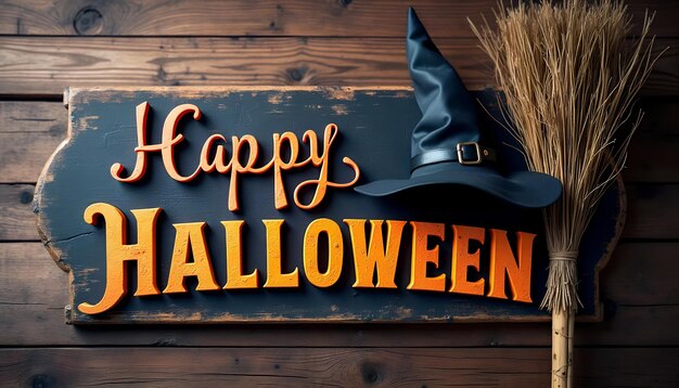 Photo halloween concept happy halloween text message wishes greeting card and poster design