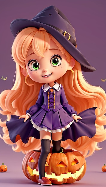 Halloween Cute Girl 3D Animation