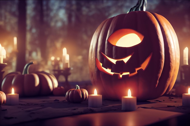 Halloween day eyes of Jack O' Lanterns trick or treating Samhain All Hallows' Eve All Saints' Eve All hallowe'en spooky Horror Ghost Demon background October 31 3Drender