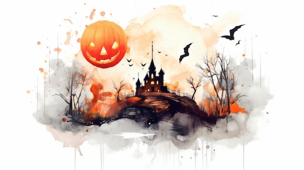 Halloween day eyes of Jack O' Lanterns trick or treating Samhain All Hallows' Eve All Saints' Eve All hallowe'en spooky Horror Ghost Demon background October 31 Generative AI