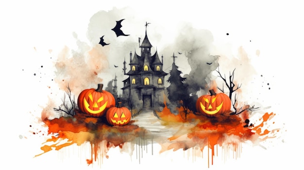 Halloween day eyes of Jack O' Lanterns trick or treating Samhain All Hallows' Eve All Saints' Eve All hallowe'en spooky Horror Ghost Demon background October 31 Generative AI