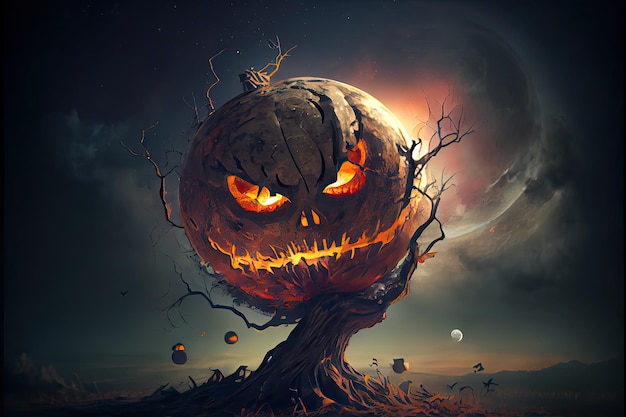 Halloween day eyes of Jack O' Lanterns trick or treating Samhain All Hallows' Eve All Saints' Eve All hallowe'en spooky Horror Ghost Demon background October 31