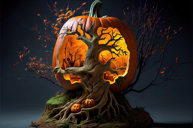 Halloween day eyes of Jack O' Lanterns trick or treating Samhain All Hallows' Eve All Saints' Eve All hallowe'en spooky Horror Ghost Demon background October 31