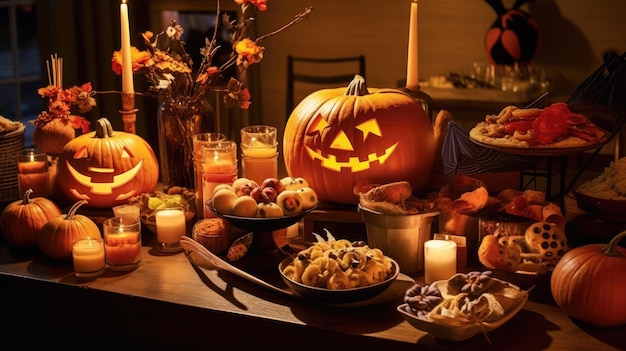 Halloween day food concept on wooden table