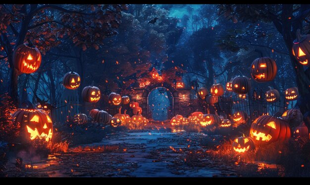 Halloween day wallpaper background featuring pumpkin jack o lantern ghost costume Generate AI