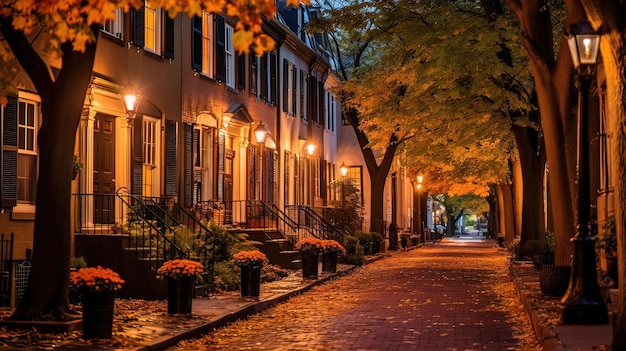 Halloween decorated street