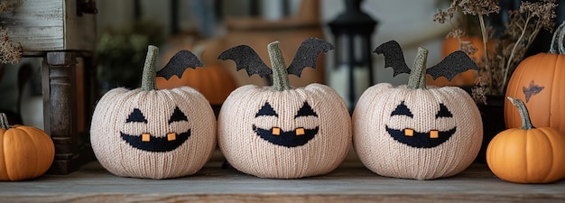 Photo halloween decorations may be made using bats and hanging amidst fall greenery