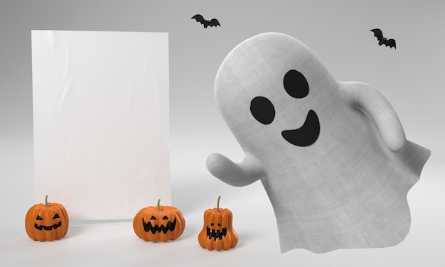 Halloween decorations with ghost and pumpkins