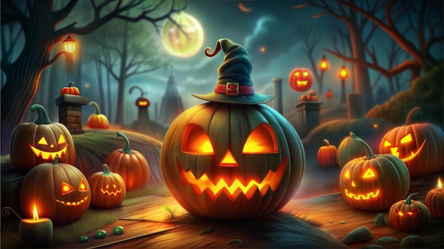 Halloween Delight A Spooky Spectacle of Pumpkin Parades and Haunting Imagery